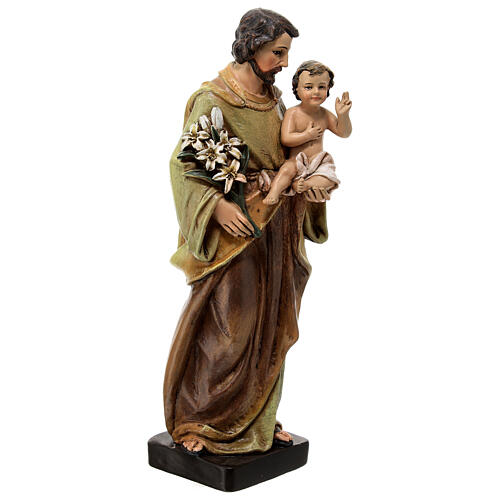 Statue Saint Joseph avec Enfant Jésus pâte à bois peinte 20 cm 5