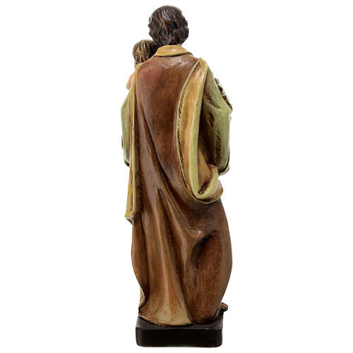 Statue Saint Joseph avec Enfant Jésus pâte à bois peinte 20 cm 6