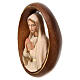 Oval sculpture of Our Lady of Fatima, painted wood of Val Gardena s2
