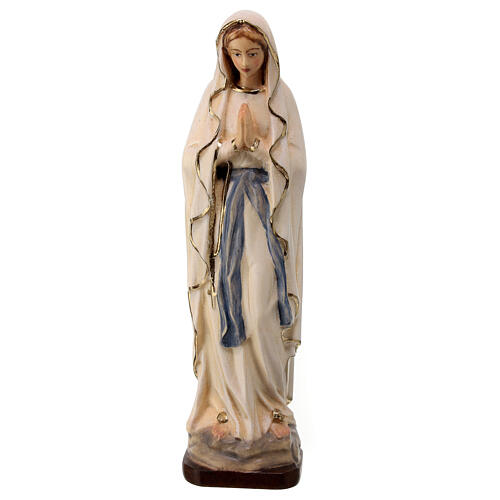Statuetta Madonna di Lourdes legno d'acero Valgardena dipinta  1