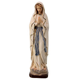 Statue Lady of Lourdes in painted Valgardena maple wood