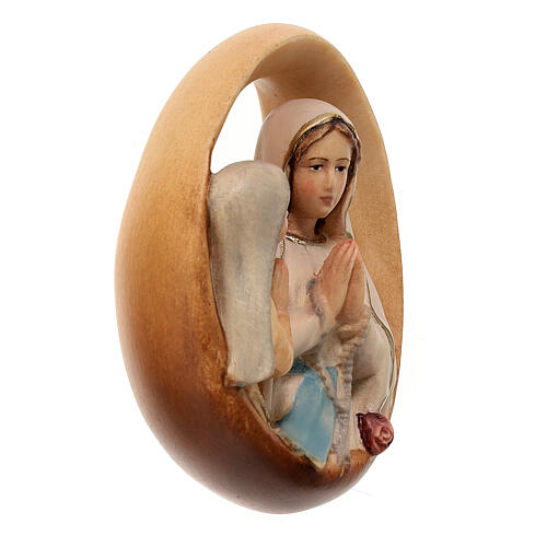 Oval bust, Our Lady of Lourdes with Bernadette, Val Gardena painted wood 3