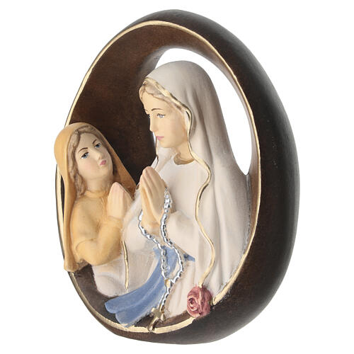 Owalna Madonna z Lourdes z Bernadettą, drewno malowane, Val Gardena 3