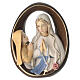 Imagem oval Nossa Senhora de Lourdes e Santa Bernadette madeira pintada Val Gardena s1