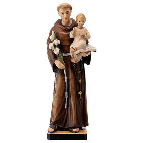 St Anthony of Padua statue in painted Val Gardena linden