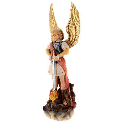 Erzengel Michael – Lindenholz-Statue, handgeschnitzt und bemalt, Grödnertal 3