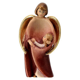 Guardian Angel statue with girl 36 cm colored Valgardena linden