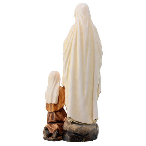 Statua Madonna Lourdes con Bernadette tiglio dipinto Val Gardena 4
