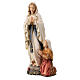 Statua Madonna Lourdes con Bernadette tiglio dipinto Val Gardena s2