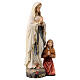Statua Madonna Lourdes con Bernadette tiglio dipinto Val Gardena s3
