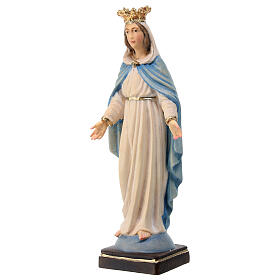 Miraculous Mary statue with crown in painted Val Gardena linden