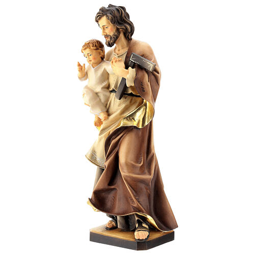 Heiliger Josef mit dem Jesuskind, Ahornholz, in Braun- und Beigetönen koloriert, Grödnertal 3