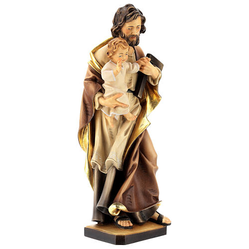 Heiliger Josef mit dem Jesuskind, Ahornholz, in Braun- und Beigetönen koloriert, Grödnertal 5