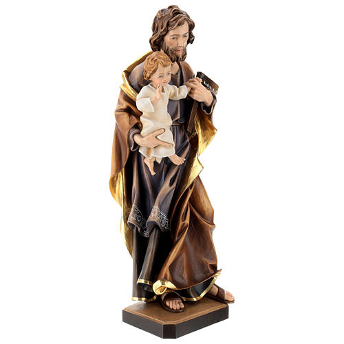 Heiliger Josef mit dem Jesuskind und einem Winkel, Ahornholz, in gedeckten Tönen koloriert, Grödnertal 5