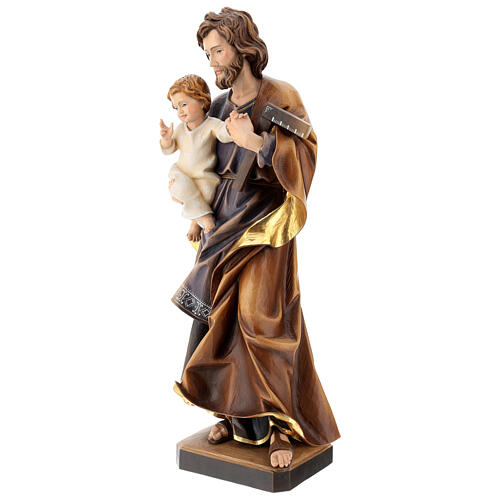Saint Joseph with Jesus Child and tools, painted wood, Val Gardena 3