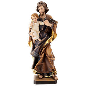 Saint Joseph avec Enfant Jésus et équerre bois tilleul Val Gardena