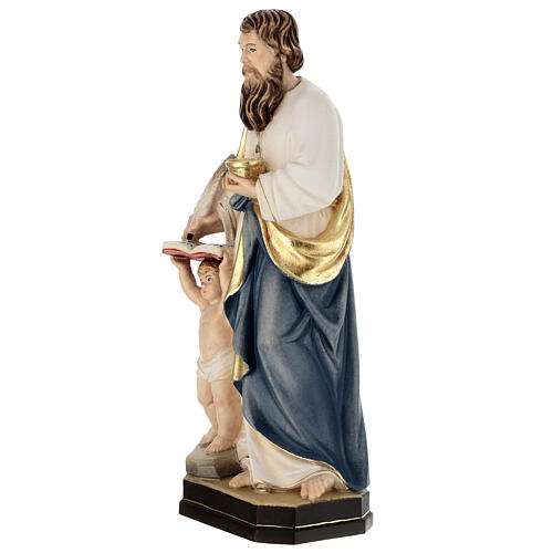 San Matteo Evangelista con angelo statua legno Val Gardena 5