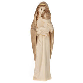 Modern Virgin Mary statue in two-tone patinated Valgardena wood
