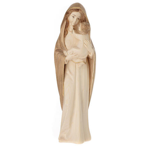 Modern Virgin Mary statue in two-tone patinated Valgardena wood 1