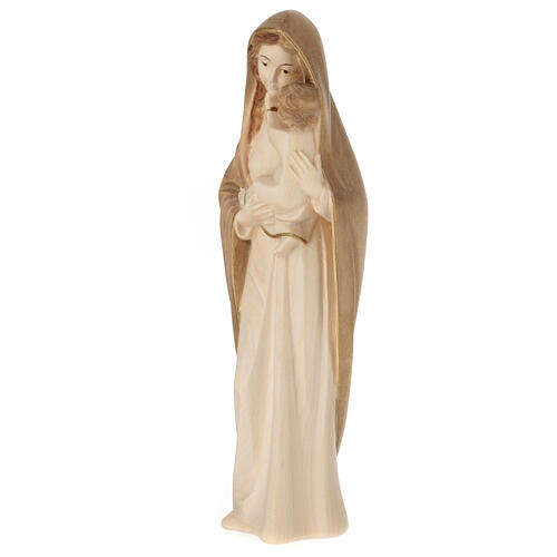 Modern Virgin Mary statue in two-tone patinated Valgardena wood 3
