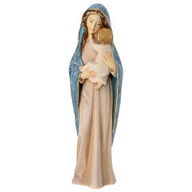Modern Virgin Mary statue blue color Valgardena painted wood