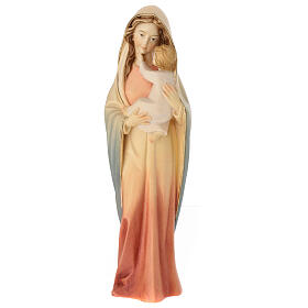 Modern Virgin Mary statue in colored Valgardena wood