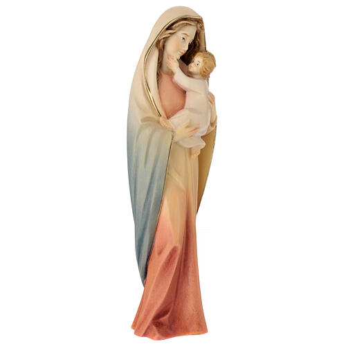 Modern Virgin Mary statue in colored Valgardena wood 4