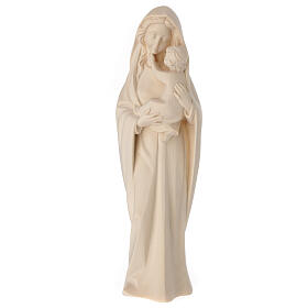 Modern Virgin Mary statue in natural wood from Val Gardena