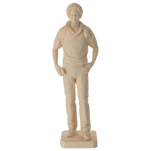 Carlo Acutis statua in legno Valgardena naturale 1