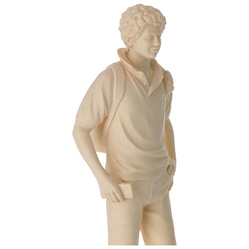 Carlo Acutis statua in legno Valgardena naturale 2