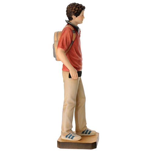 Blessed Carlo Acutis statue in colored Valgardena wood 7