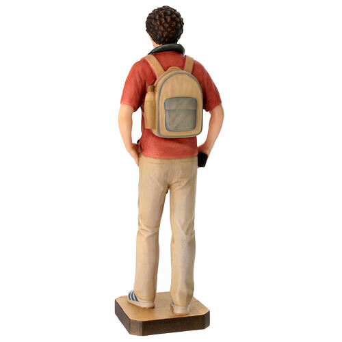 Blessed Carlo Acutis statue in colored Valgardena wood 9