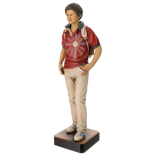 Statue des Seligen Carlo Acutis aus bunt bemaltem Valgardena Holz 3