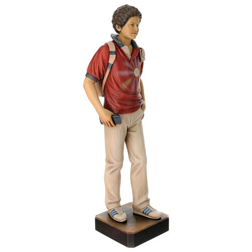 Statue des Seligen Carlo Acutis aus bunt bemaltem Valgardena Holz 5