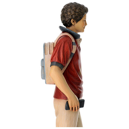 Statue des Seligen Carlo Acutis aus bunt bemaltem Valgardena Holz 7