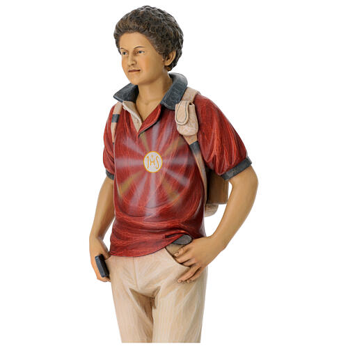 Statue des Seligen Carlo Acutis aus bunt bemaltem Valgardena Holz 8