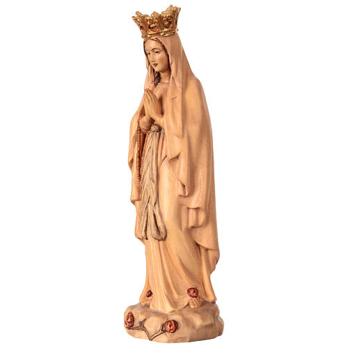 Estatua Virgen de Lourdes con corona madera de tilo Val Gardena oro 3