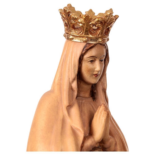 Estatua Virgen de Lourdes con corona madera de tilo Val Gardena oro 4