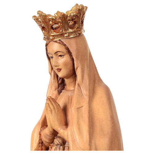 Statua Madonna di Lourdes con corona legno di tiglio Val Gardena in oro 2