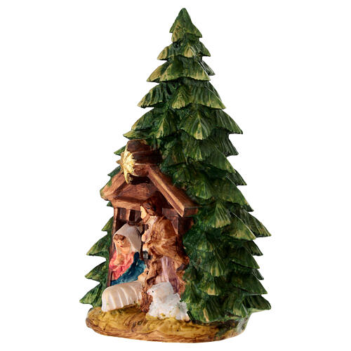 Albero di natale con Sacra famiglia legno colorato Val Gardena 2