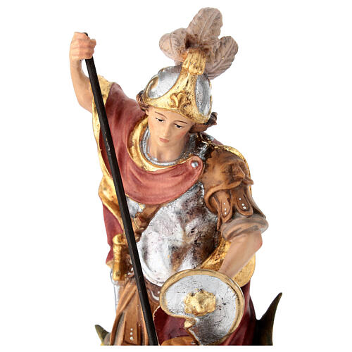 Saint George and the dragon, painted wood statue, Val Gardena 2