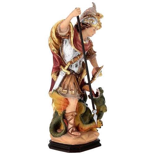 Saint George and the Dragon painted wood statue, Val Gardena 3