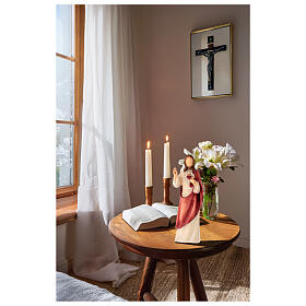 Modern style Sacred Heart of Jesus statue, coloured wood, Val Gardena