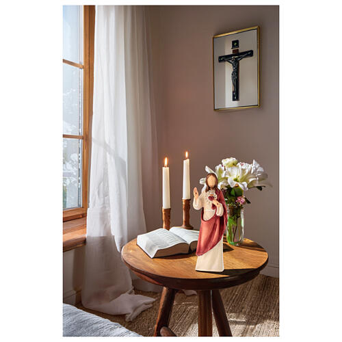 Sacro Cuore Gesù statuina stile moderno legno colorato Val Gardena 2