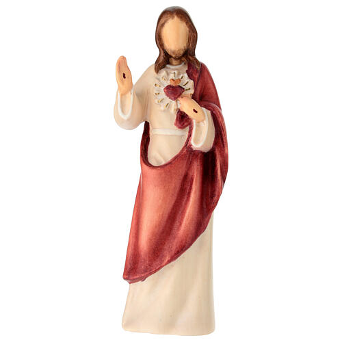 Sacred Heart of Jesus Small Statue Modern Style Colored Val Gardena wood 1