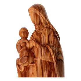 Madonna con Bambino volti stilizzati legno d'ulivo Val Gardena