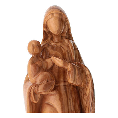 Madonna con Bambino volti stilizzati legno d'ulivo Val Gardena 4