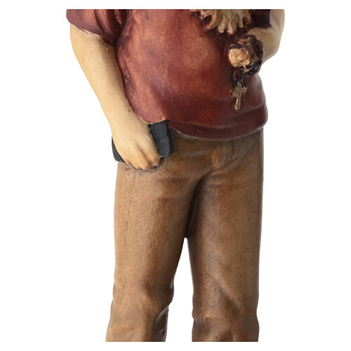 St. Carlo Acutis statue in burnished maple wood, Val Gardena 7