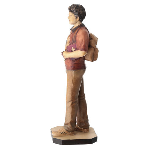 Statue de Saint Carlo Acutis en bois bruni Val Gardena 8