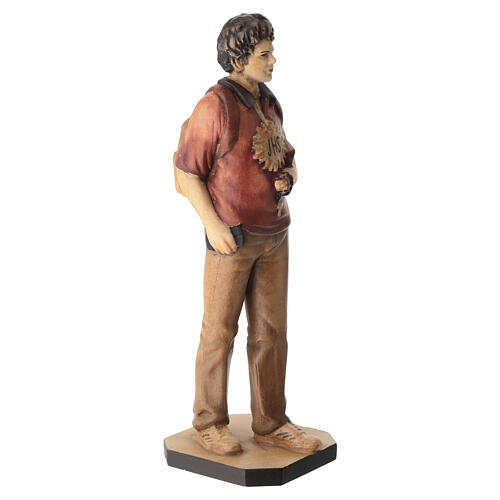 Saint Carlo Acutis Statue in Burnished Val Gardena Wood 6